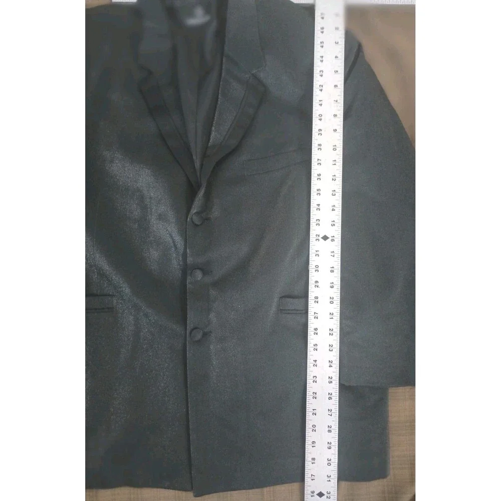 Men's Black Clairborne Tuxedo Jacket Glistens w/ Cloth Buttons